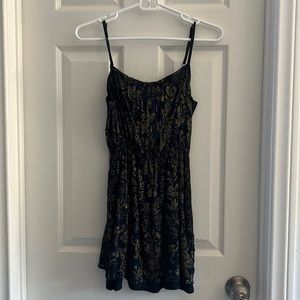 S Abercrombie & Fitch Navy Blue Dress w/ Gold Detailing and Stretchy Waistband